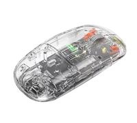Koolenry 2400DPI Bluetooth Mouse Full Transparent Cool Silent Dual Mode 2.4G500Ah Rechargeable Ergonomic Universal Silver