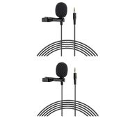 Koolenry 2Pcs Lavalier Lapel Microphones 3.5mm Connector Lavalier Microphone for Cameras/Desktop Computers/Sound Cards