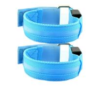 Koolenry 2pcs Night Running Arm Line LED Outdoor Sports USB Rechargeable Wristband Safety Leg Warning Wristband Blue