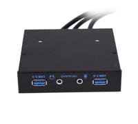 Koolenry 3.5" 20Pin to 2 USB 3.0 Port HUB HD Audio PC Floppy Expansion Front Panel PC Floppy Expansion Front Panel