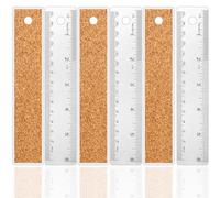 Koolenry 3Pcs Cork Backed Ruler,6 Inch Metal Ruler,Non Slip Metal Ruler with Cork Backing, Straight Edge Ruler for Office School