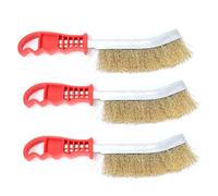 Koolenry 3PCS Multi-Function Tool Wire Brush Copper Plated Long Handle Cleaning Brush Kitchen Grill Special Plate Rust Removal