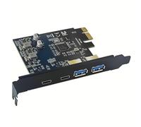 Koolenry 4 Ports 5Gbps PCIE Card Hub USB 3.0 PCI-E Board 2xUSB A Port+2xType-C Port USB PCI-E Expansion Card Adapter for Computer