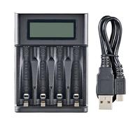 Koolenry 4-Slot LCD Display Battery Charger Smart USB Charger for 4 AA or AAA Batteries