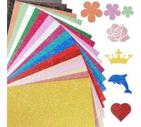 Koolenry 40 Sheets 20 Colors Glitter Paper, 250GSM A5 No-Shed Thick Sparkly Card Stock, Shimmer Cardstock