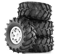 Koolenry 4pcs 128mm 1/10- Beadlock Wheel Rim Rubber Tire Set for 1/10 RC Crawler Car TRX4 D90 D110 SCX10 White