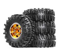 Koolenry 4pcs 55mm Metal Beadlock Wheel Rim Rubber Tire Set for FCX24M Camel Cup 1/24 RC Crawler Car Upgrade Parts Accessories