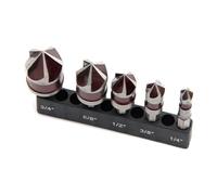 Koolenry 5 Flute Metal M35 Cobalt Countersink Drill Bit Set 82° 5pcs 1/4In Hex Shank Countersunk Bit Set 1/4In 3/8In 1/2In 5/8In