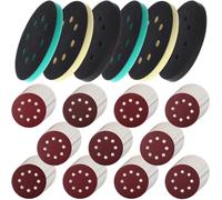 Koolenry 5 Inch 8 Holes Hook and Loop Orbital Sander Foam Pads and Sanding Discs 110pcs Red Sanding Discs, 40 to 600 Grit