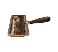 Koolenry 500ml Pure Copper Latte Pitcher Milk Jug with Wooden Handle Kettles Hammer Handcraft Drinkware Tableware