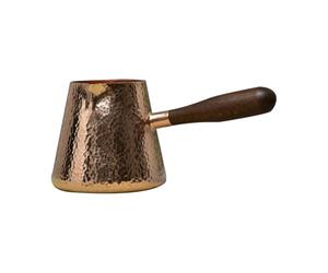 Koolenry 500ml Pure Copper Latte Pitcher Milk Jug with Wooden Handle Kettles Hammer Handcraft Drinkware Tableware