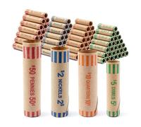 Koolenry 512 Pcs Preformed Heavy Duty Coin Wrappers Rolls, Fits Quarters, Pennies, Nickels, Dimes, Paper Coins Tubes Bank