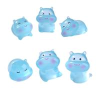 Koolenry 6PCS Luminous Mini Resin Hippos Ornament Garden Landscape Aquarium Ornament Potted Plants Decor for Toys Crafts Decor