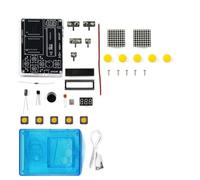 Koolenry 7 Pixel Game Console Kits Handheld 51 Single-Chip Computer DIY Welding Practice Parts Red Blue