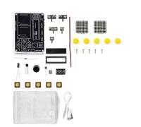 Koolenry 7 Pixel Game Console Kits Handheld 51 Single-Chip Computer Puzzle Pixel Game Console Red Transparent