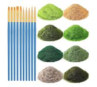 Koolenry 8 Pack Static Grass 8x30g for DIY Scenic Table Landscape Crafts with Paintbrushes