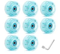 Koolenry 8 Piece Glitter Light Up Roller Skate Wheels Skate Wheels with Bearings Installed 58x32mm 82A Blue