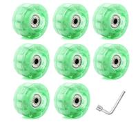 Koolenry 8 Piece Glitter Light Up Roller Skate Wheels Skate Wheels with Bearings Installed 58x32mm 82A Green