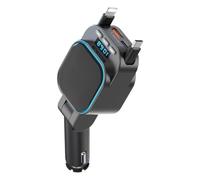 Koolenry 96W PD Type-C+QC3.0 Fast Car Charger with Bluetooth 5.3 Fm Transmitter and MP3 Player with 2 Retractable Cables