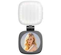 Koolenry Adjustable 180° Flip & Built-in Mirror Light Mobile Phone Ring Light for Live Streaming 3 Modes Adjustable 180° Flip Light Black