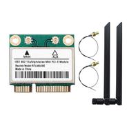 Koolenry AX1800 BT 5.2 RTL8852BE WiFi 6 Network Card Mini PCI-E Dual Band 8DBI Antenna 2.4G/5GHz Adapter for 10/11 Win