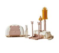 Koolenry Baby Bottle Cleaning Kit with Drying Rack, Silicone Brushes, Straw & Nipple Cleaner, Storage Box