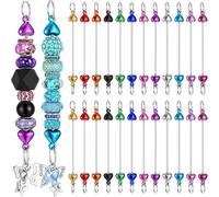 Koolenry Beaded Keychains Bulk Blank DIY Metal Heart Shaped Keychain Making Accessories B