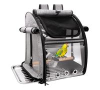 Koolenry Bird Carrier Bag with Perch, Portable Transparent Travel Carrier Backpack with Stainless Steel Plate and Mesh Design, Bird
