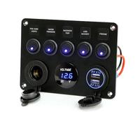 Koolenry Boat Switch Panel Car Switch Panel Multi-Functions Panel Dual USB Port Outlet Combination Switch Panel Marine LED Rocker Blue