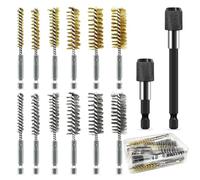 Koolenry Bore Brush Kit 14-Pieces 1/4" Hex Shank with Extension Bar for Power Drill, Impact Driver, Grinder- 8/10/12/15/17/19 mm Fit