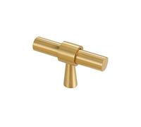 Koolenry Brass T Type Cabinet Handles Round Gold Drawer Pulls Wardrobe Kitchen Cabinet Door Handles Brass