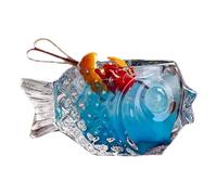 Koolenry Cold Drink Glasses Thick Heavy Fish Shape Transparent Cocktail Glass Bar Bowl Party Smoothies Cup Lovely Mug
