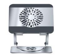 Koolenry Desktop Notebook Holder 360 Rotation Metal Laptop Stand with Cooling Fan for Gaming, Universal Dual Shaft Paid Stand, Grey