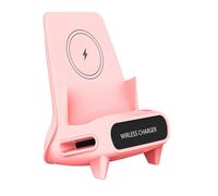 Koolenry Desktop Wireless Charger Stand Pad 15W Fast Charging for PHONE Holder Bracket Dock Mount for Mobile Devices Pink