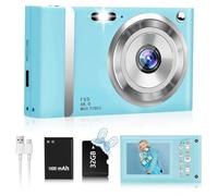 Koolenry Digital Camera 1080P 2.4 Inch Inch Autofocus Vlog Compact Camera for Kids Beginner Photography Selfie Including 32G Storage Card Blue