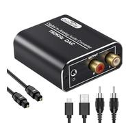 Koolenry Digital to Analog Audio Converter,192kHz Digital Coaxial and Optical with Optical Cable for HDTV Home Cinema Systems