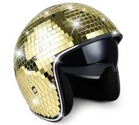 Koolenry Disco BallHelmet Helmet with Retractable Visor Glitter Mirror Glass DiscoHelmet Punk for Club Party