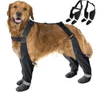 Koolenry Dog Suspender Boots Large Dog Rain Boots Waterproof Doggy Winter Boot PawProtectors Legging Shoes Anti-Slip Rain Boot Large, Black3 2 L