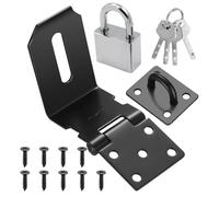 Koolenry Door Latches-4 Inch 90 Degree Stainless Steel Padlock Hasps, Latch Lock Padlock Hasp with Padlock and Keys Set