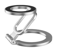 Koolenry Double-Sided Phone Holder Foldable 360° Rotating Stand Finger Grip Support with Strong Magnet Suppor Silver