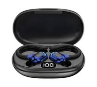 Koolenry Earhook Bluetooth Headset Long-Lasting Digital Display Sports Noise-Cancelling Headset Digital Display 138 Languages AI Translation Headset Blue