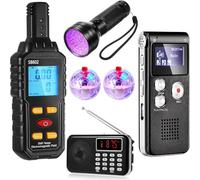 Koolenry Equipment Kit 1 8gb EVP Digital Recorder 1 Hand Held Radio 1 UV Flashlight 2 LED Light Up Cat Balls