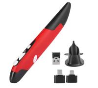 Koolenry Ergonomic Mouse Mouse Pen Type Mouse USB Computer PC Parts Wireless 2.4G Mouse Pen Type Innovative Vertical Red