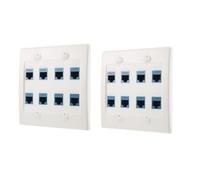Koolenry Ethernet Wall Plate 8 Port Double Gang Cat6 RJ45 Jack Network Cable Faceplate Rj45 Wall Plate