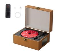 Koolenry Festival Gift Rechargeable Leather CD Player with Built-in Speakers, Bluetooth Transmitter for Home Décor BGM