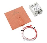 Koolenry For 3D Printer Hot Bed Build Plate 100x100mm Silicone Heater Mat with Relay Kit 220V 100W Rubber Heating Pad