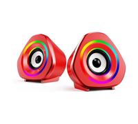 Koolenry For Desktop Computer Laptop and Phone Compatible USB-Powered PC Gaming Speakers 3.5mm Aux Input Color Light Red