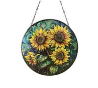 Koolenry For Home Garden Ornaments Hanging Suncatchers for Window Vibrant Stained Glass Decoration 15cm