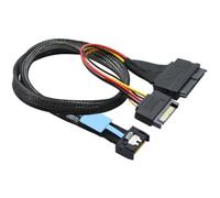 Koolenry Gen5 MCIO Slimline SFF-8654 4I to SAS 8639 U.2 Adapter Cable + 15P Power Cable Converter Wire Cord 1m