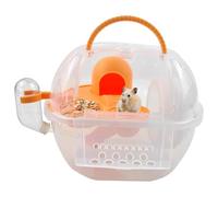 Koolenry HamsterTravel Carrier Breathable 2 Tiers Carry Case Portable with Silent Exercise Wheels Water Bottle Food Dish Orange
